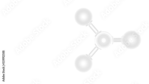 Molecular structure of clear atom under white lighting background. Concept 3D CG of vaccine development, regenerative and advanced medicine. PNG file format. © DRN Studio