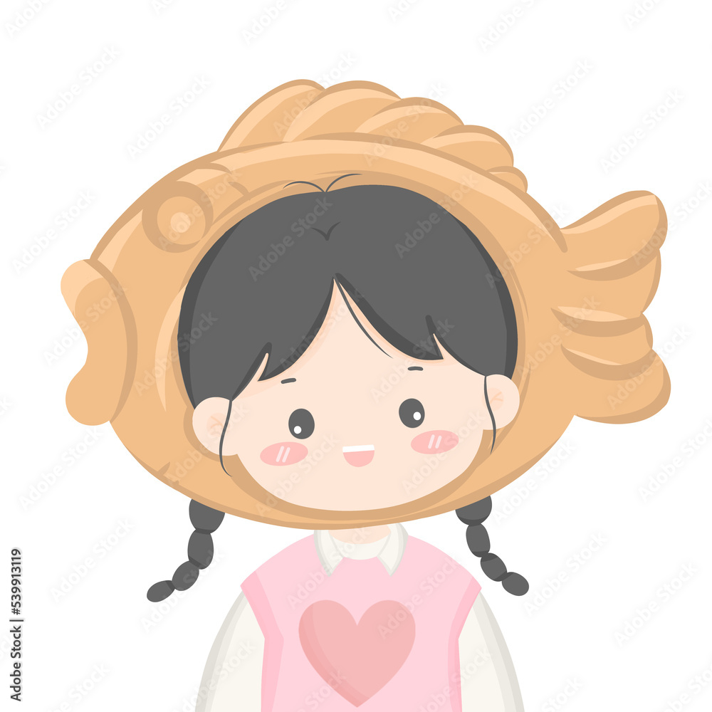 cute young girl kid wearing fish hat style cute young girl kid wearing fish hat style