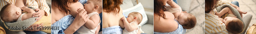 Collage of woman breastfeed...