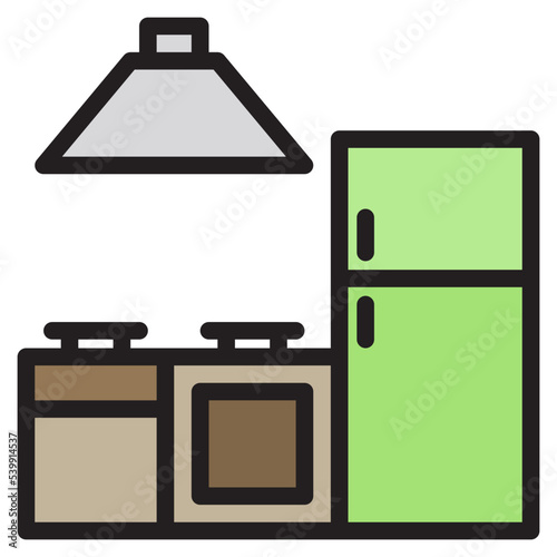Kitchenset color line style icon photo