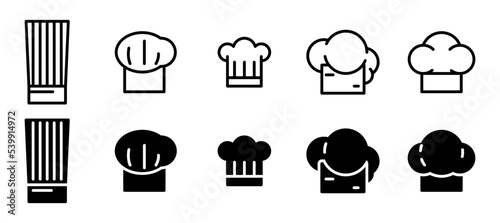 Chef hat vector icon set. kitchen symbol. vector illustration with line and solid style