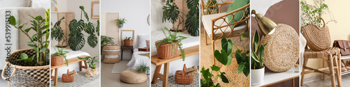 Collage of stylish rattan e...