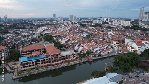 Malacca  Malaysia - October 16  2022  Aerial View of the Malacca River Cruise