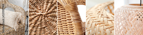 Collage of rattan textures,...