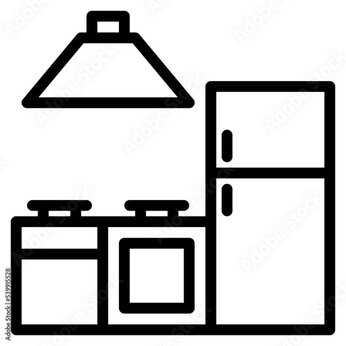 Kitchen set outline style icon