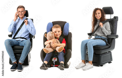 Collage of young family sit...