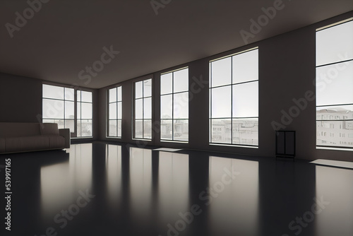 empty concrete loft apartment or office interior