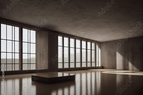 empty concrete loft apartment or office interior