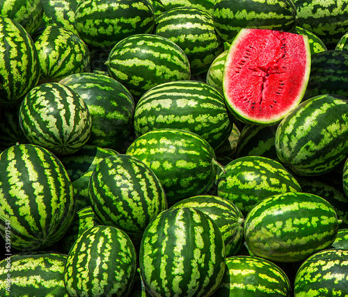 watermelons on a market