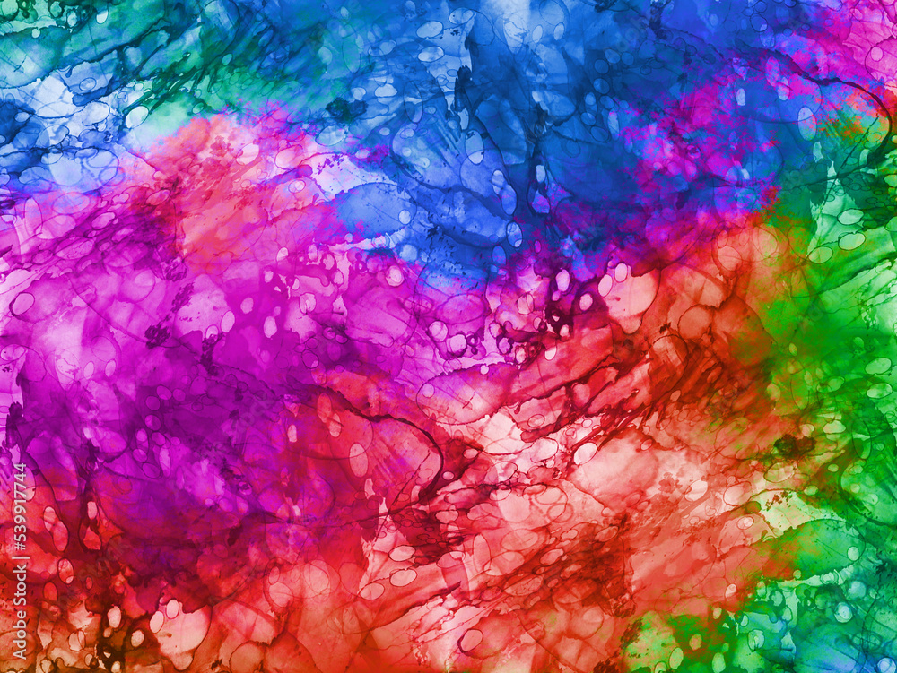 Colorful watercolor or ink pattern with abstract stains.