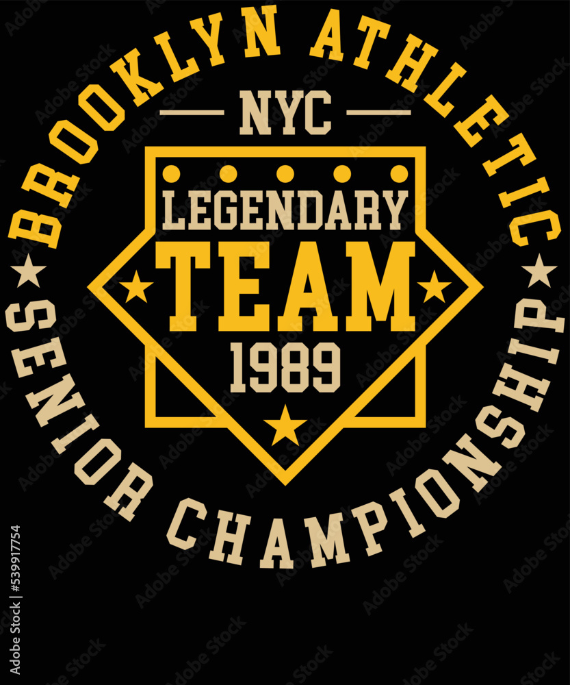 Brooklyn athletic senior championship team typography vector t-shirt design. Brooklyn athletic senior championship team typography vector t-shirt design.