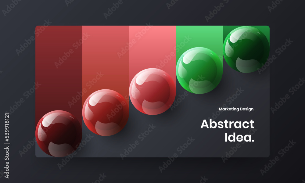Modern brochure vector design layout. Unique realistic spheres company cover concept.