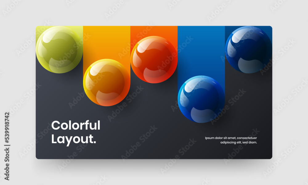 Simple 3D balls booklet concept. Clean site screen vector design illustration.