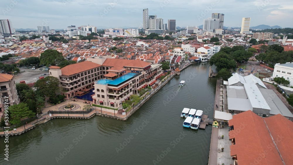 Malacca, Malaysia - October 16, 2022: The Historical Landmark Buildings and Tourist Attractions of Malacca