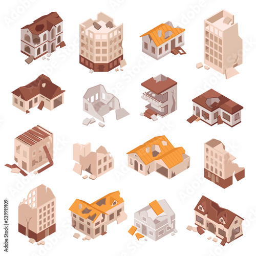 Ruined Houses Isometric Set