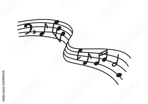 Music note design element in doodle style