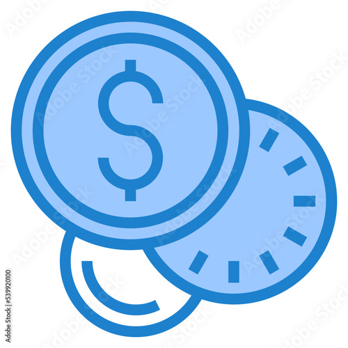 Coins blue style icon