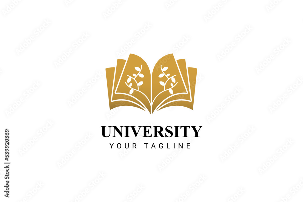 Educational Emblem With Open Book And Tree Icon. University, College, Academy Logo.