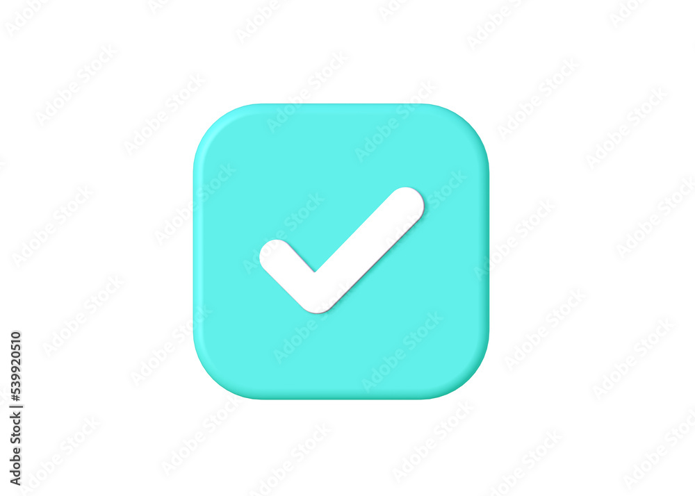 3d illustration checkmark button Like or correct symbol white background 3d illustration checkmark button Like or correct symbol white background