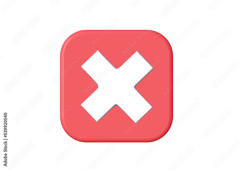 3d illustration rejected button remove or delete symbol white background 3d illustration rejected button remove or delete symbol white background