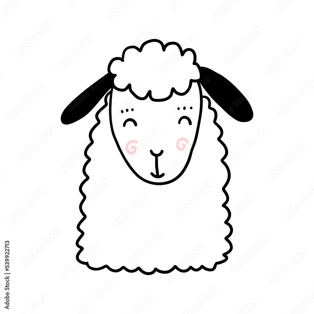 Obraz premium Scandinavian animal face. Nordic cute head. Vector hand drawn face for nurcery print textile