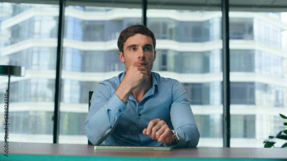 Engineer operating holographic animation sitting futuristic office close up. Engineer operating holographic animation sitting futuristic office close up.