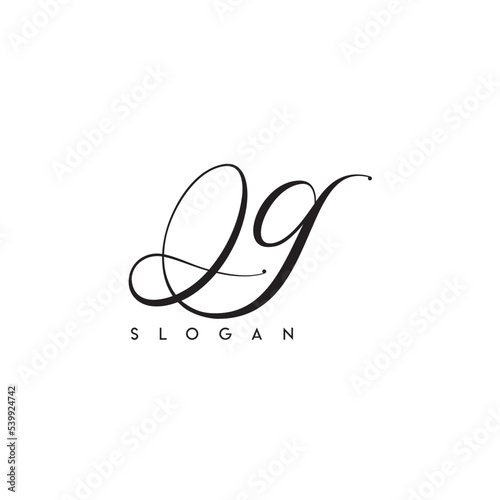 G Hand drawn calligraphy style. Black and white