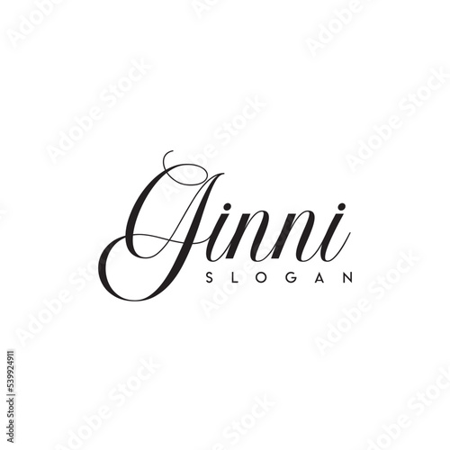 Ginni Vector illustration. Colorful. Hand drawn calligraphy style. Black and white

 photo