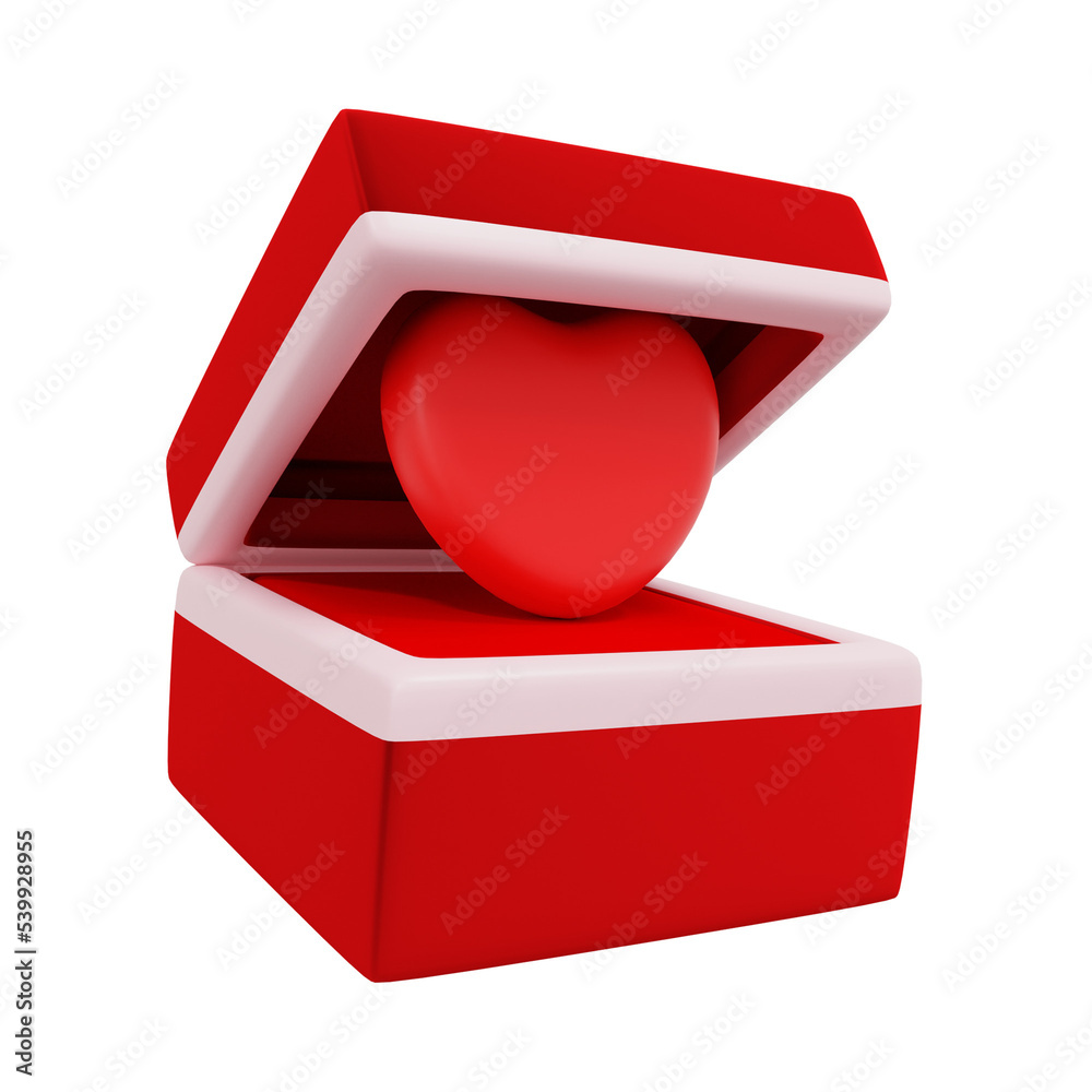 3D of colored heart in a box 3D of colored heart in a box