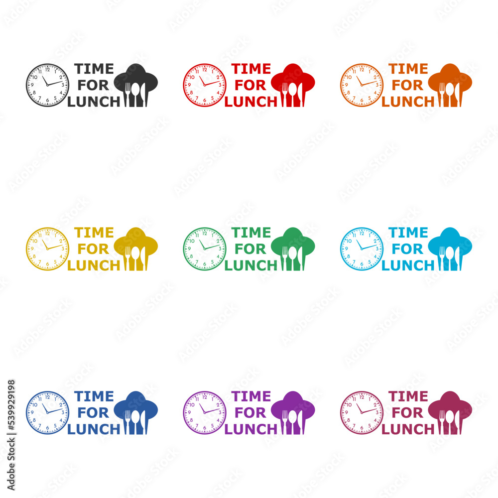 Time for lunch icon isolated on white background. Set icons colorful