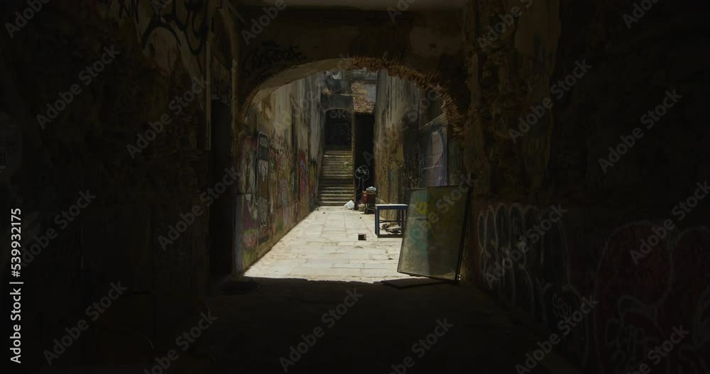 Abandoned alley in Lisbon promenade, Ginjal, Cacilhas. Abandoned alley in Lisbon promenade, Ginjal, Cacilhas.