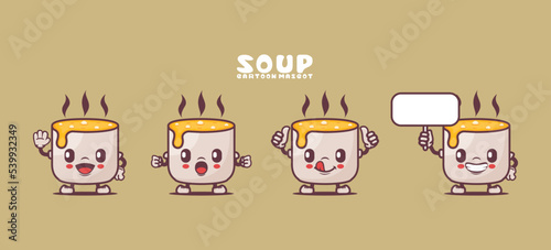 soup cartoon mascot. food vector illustration