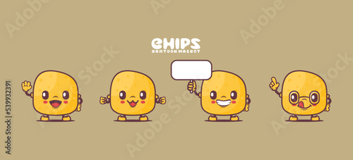 chips cartoon mascot. food vector illustration