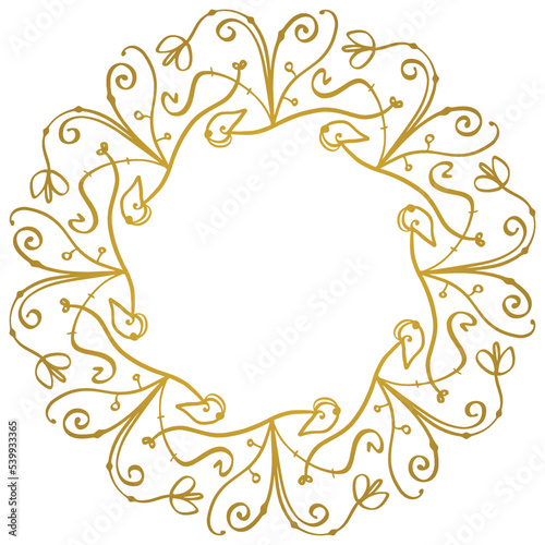 Vector round mandala wreath - elegant romantic 
 floral border.