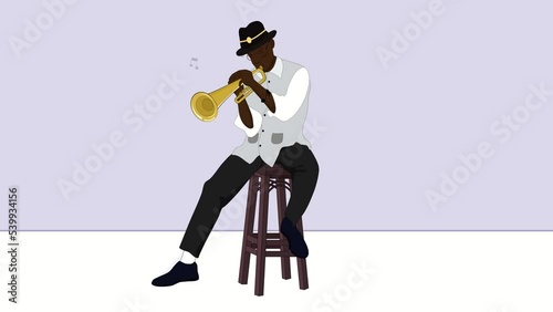 An African musician playing trumpet 
