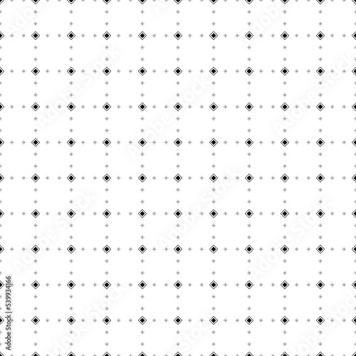 Square seamless background pattern from black main road signs are different sizes and opacity. The pattern is evenly filled. Vector illustration on white background
