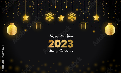 Happy New Year 2023 and merry Christmas Background Template.
