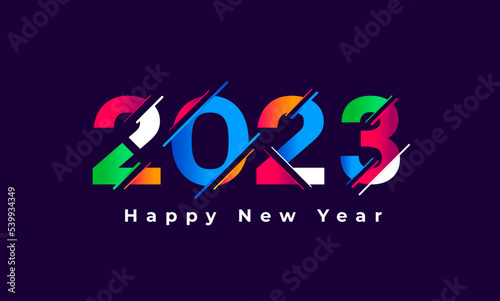 Happy New Year 2023 Background Template. Happy New Year 2023 colorful typography design template.