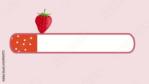 A strawberry loading bar, loading in red