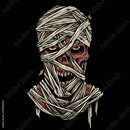 Foto vector of scary face mummy zombie illustration