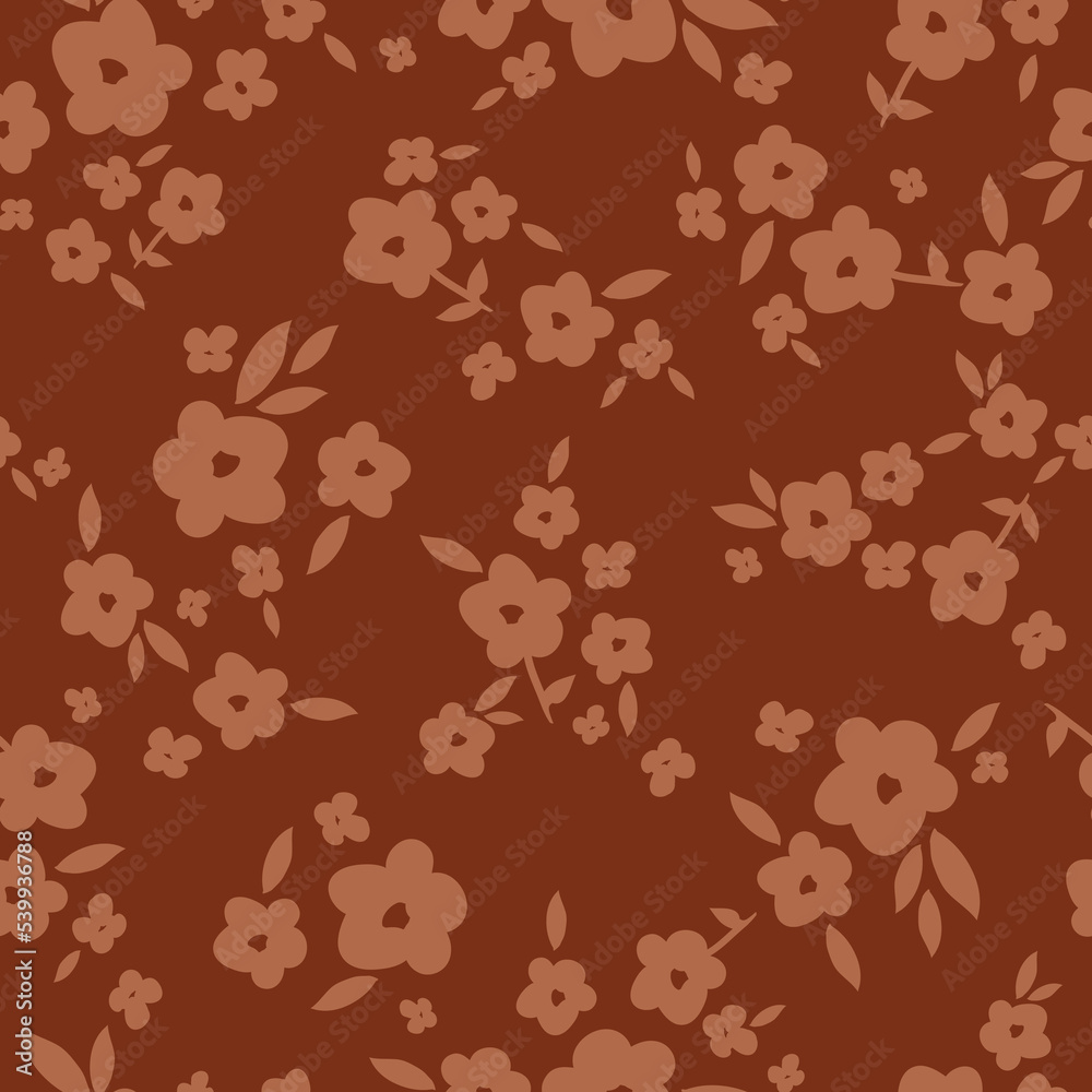 seamless vintage pattern. beige flowers and leaves. brown  background. vector texture. fashionable print for textiles and wallpaper.