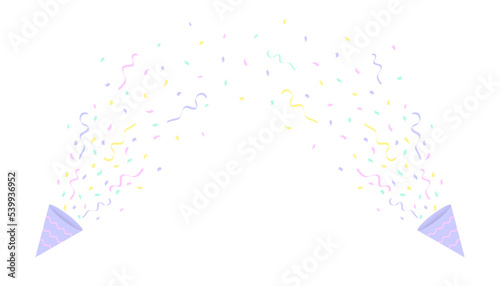 Party popper with confetti and ribbons.
