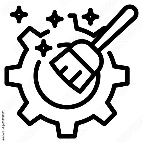 system clean broom simple line icon