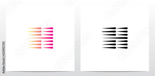 Horizontal Teardrop Shapes Letter Logo Design H