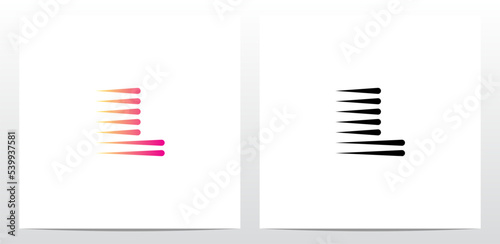Horizontal Teardrop Shapes Letter Logo Design L