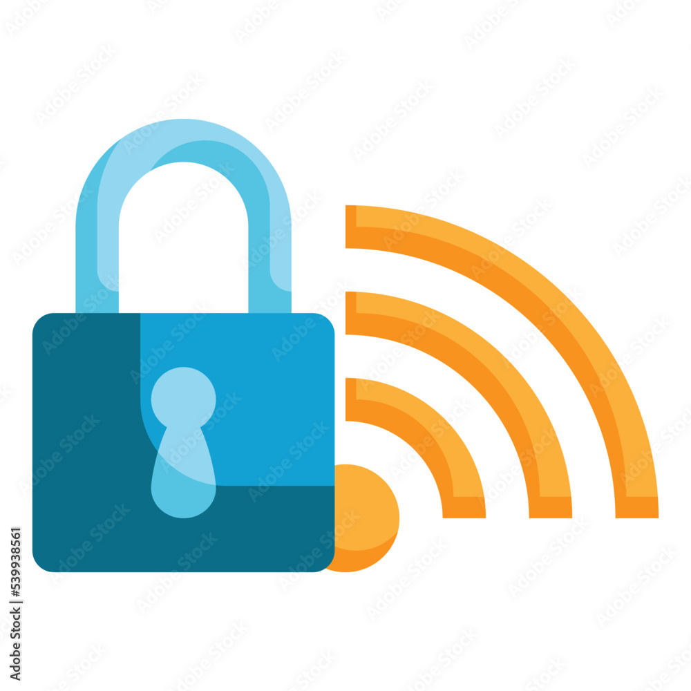 wifi signal lock protect cyber security flat icon