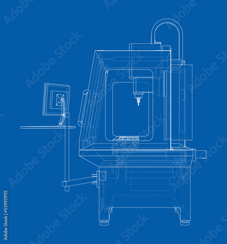 Metalworking CNC milling machine. Vector