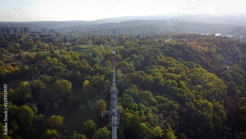 Avas Kilátó. Antenna on the hill of Miskolc town in Hungary photo