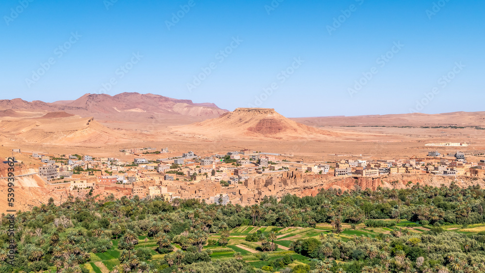 View at the Mountains and Oasis in Tinghir area in Morocco