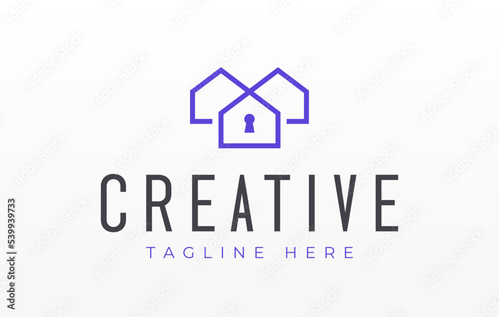 Key House Line Logo Icon Design Template Key House Line Logo Icon Design Template